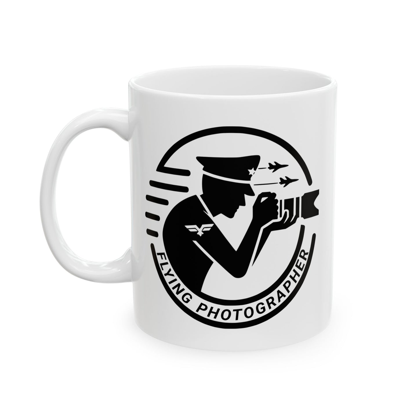 Flying Photographer Ceramic Mug, (11oz)