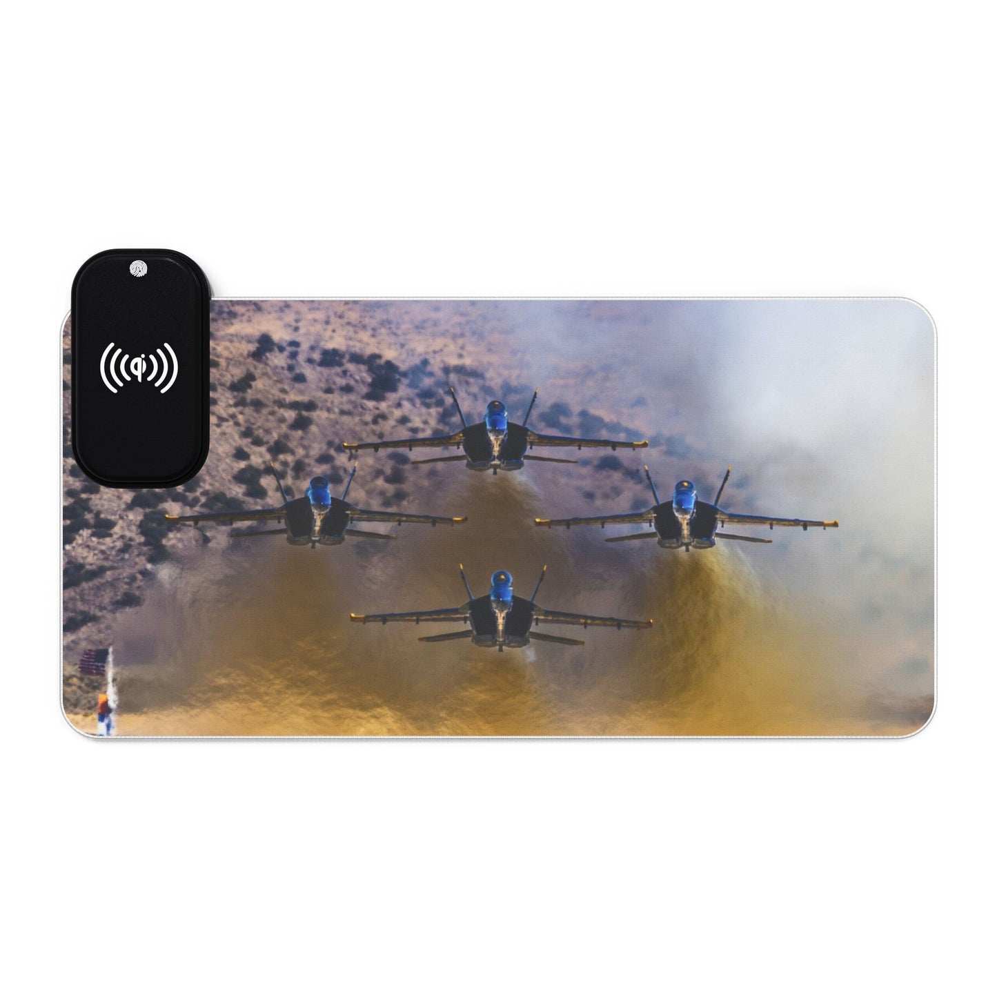 LED Wireless Charging Mouse Pad — Blue Angels Jet Formation Design