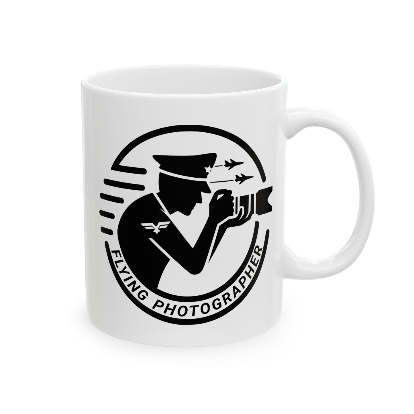 Flying Photographer Ceramic Mug, (11oz)