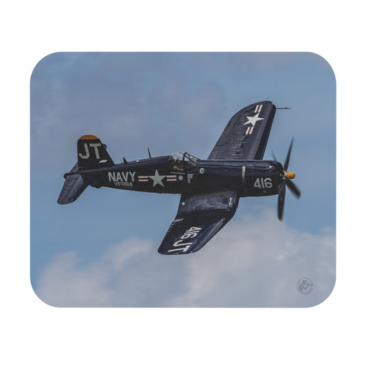 Navy Corsair Warplane Mouse Pad — Vintage Military Aircraft Desk Mat